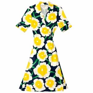 DVF Diane von Furstenberg Silk Floral Wrap Dress Size 4